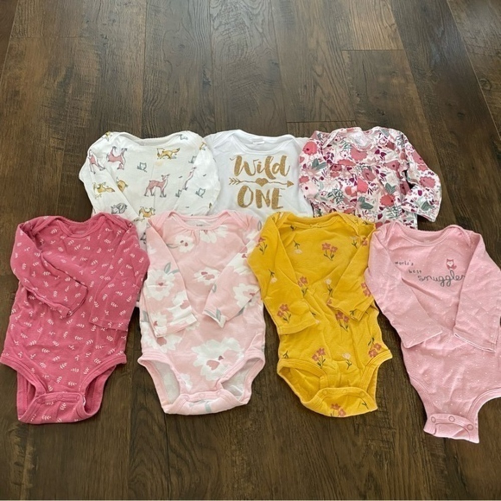 Long sleeve Baby Onesies - Pink, Yellow, White